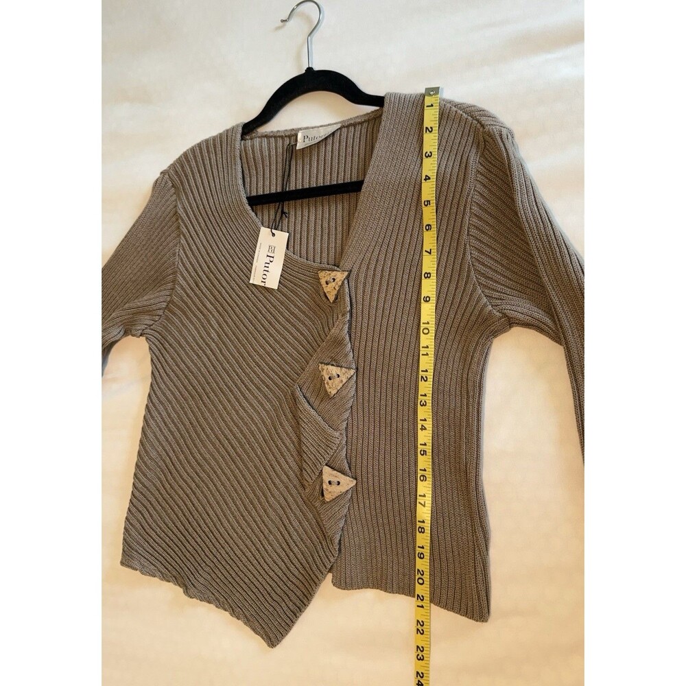 Putorti‎ Women's Artsy Sweater 3/4 Sleeve Asymmetrical Stretch Button M NEW - Picture 8 of 10
